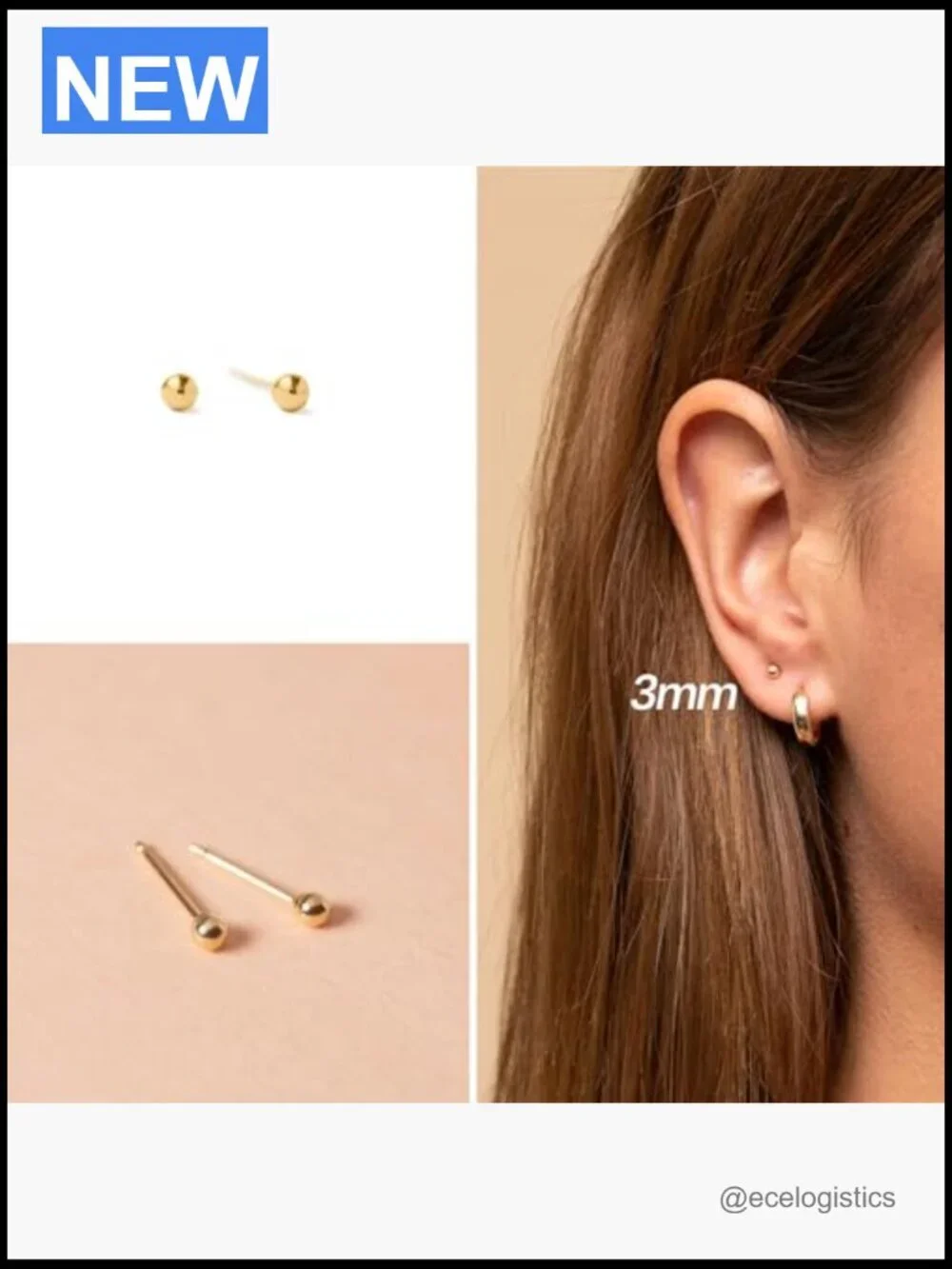 3 Pairs Gold Hoop Earrings Set Huggie Hoops Studs Dainty Stacking Jewelry